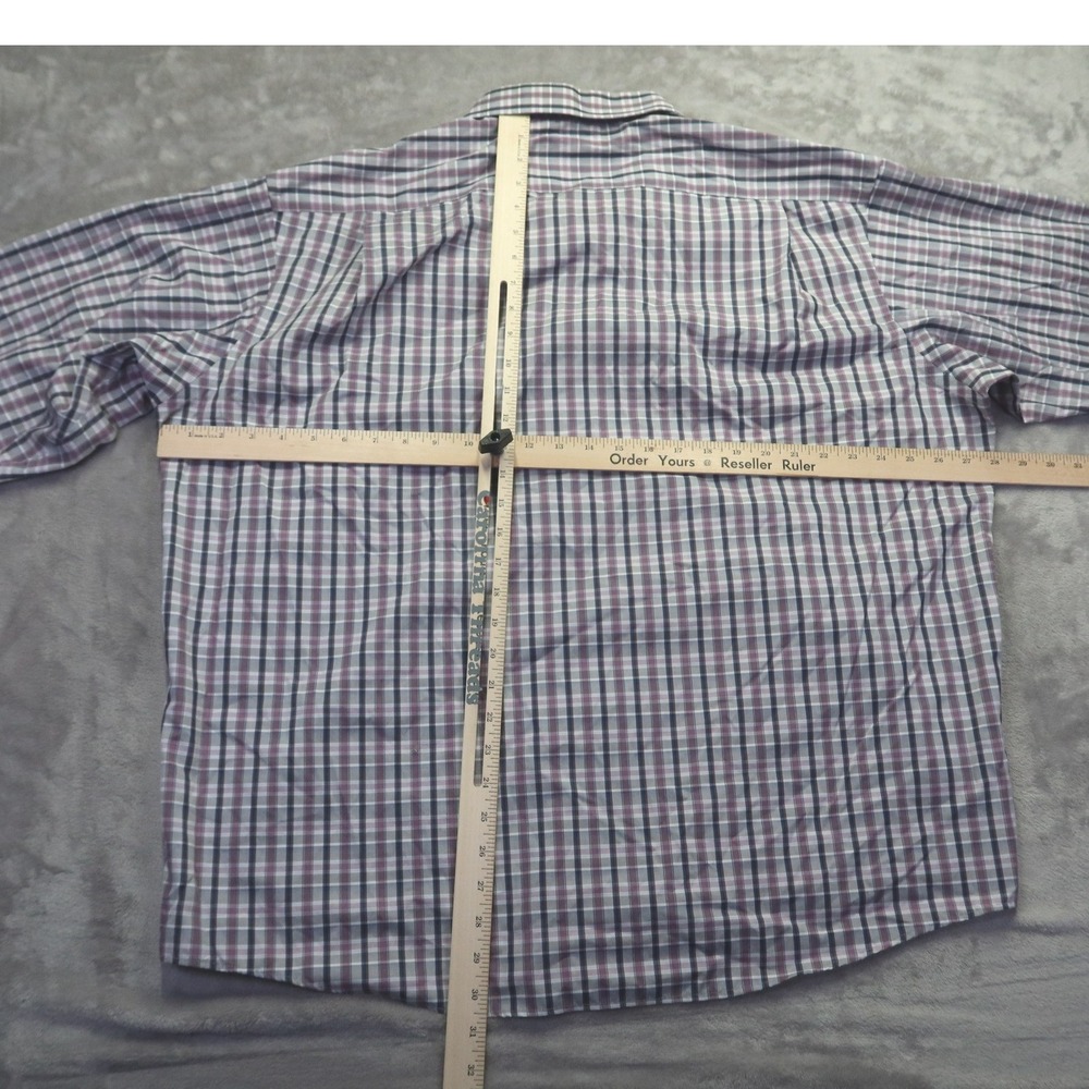 Jos A Bank Reserve XXL Shirt Men's Purple Blue Plaid Egyptian Cotton Traditional - Picture 6 of 8